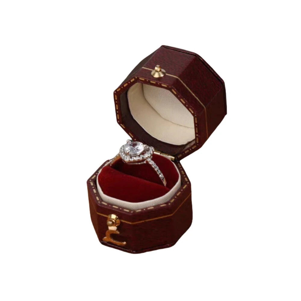 Luxury Vintage Leather Ring Boxes Engagement Wedding Ring Box Jewellery Case | eBay