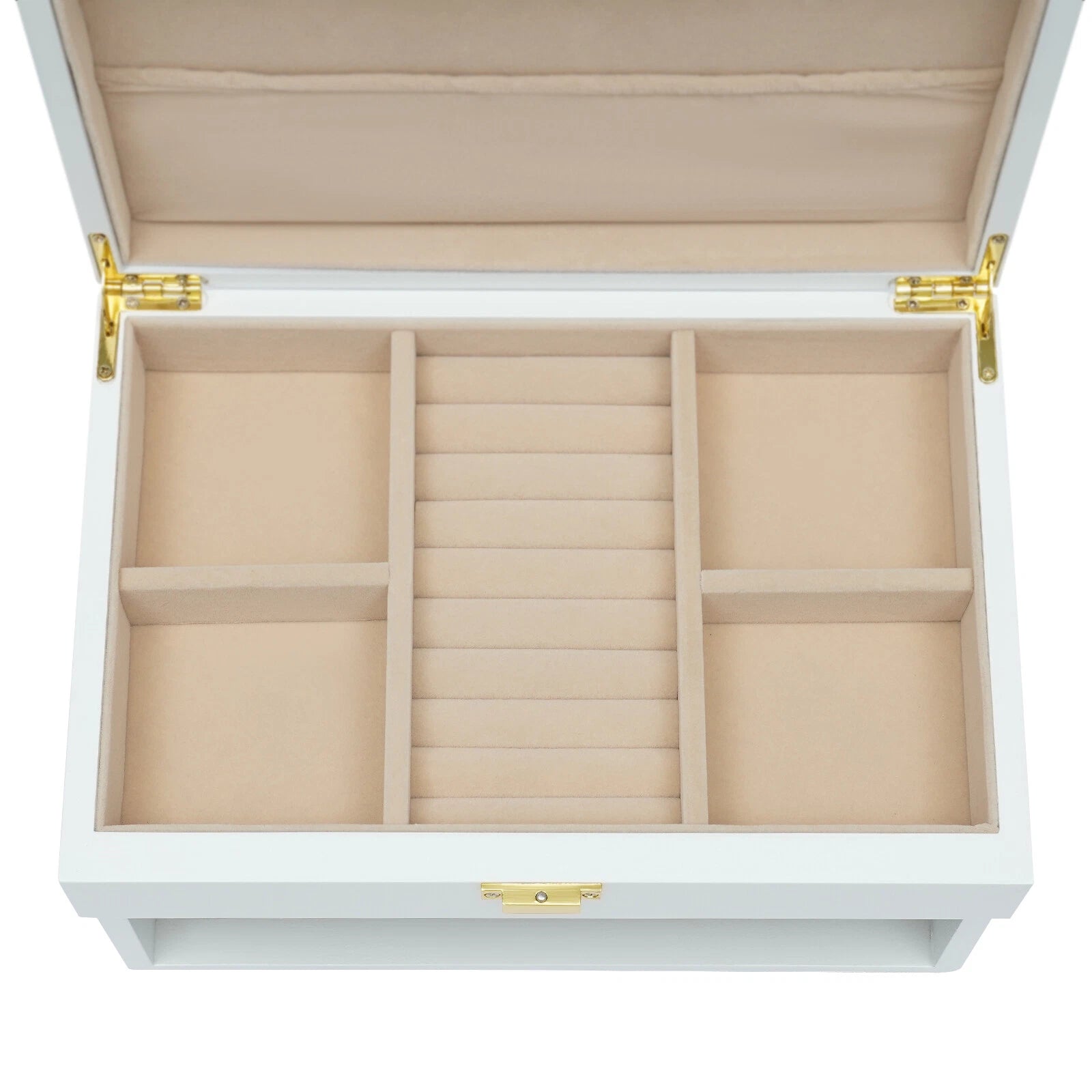 Large Wooden Jewelry Storage Box 3 Layers Organizer 2 Drawers Cabinet White NEW | eBay