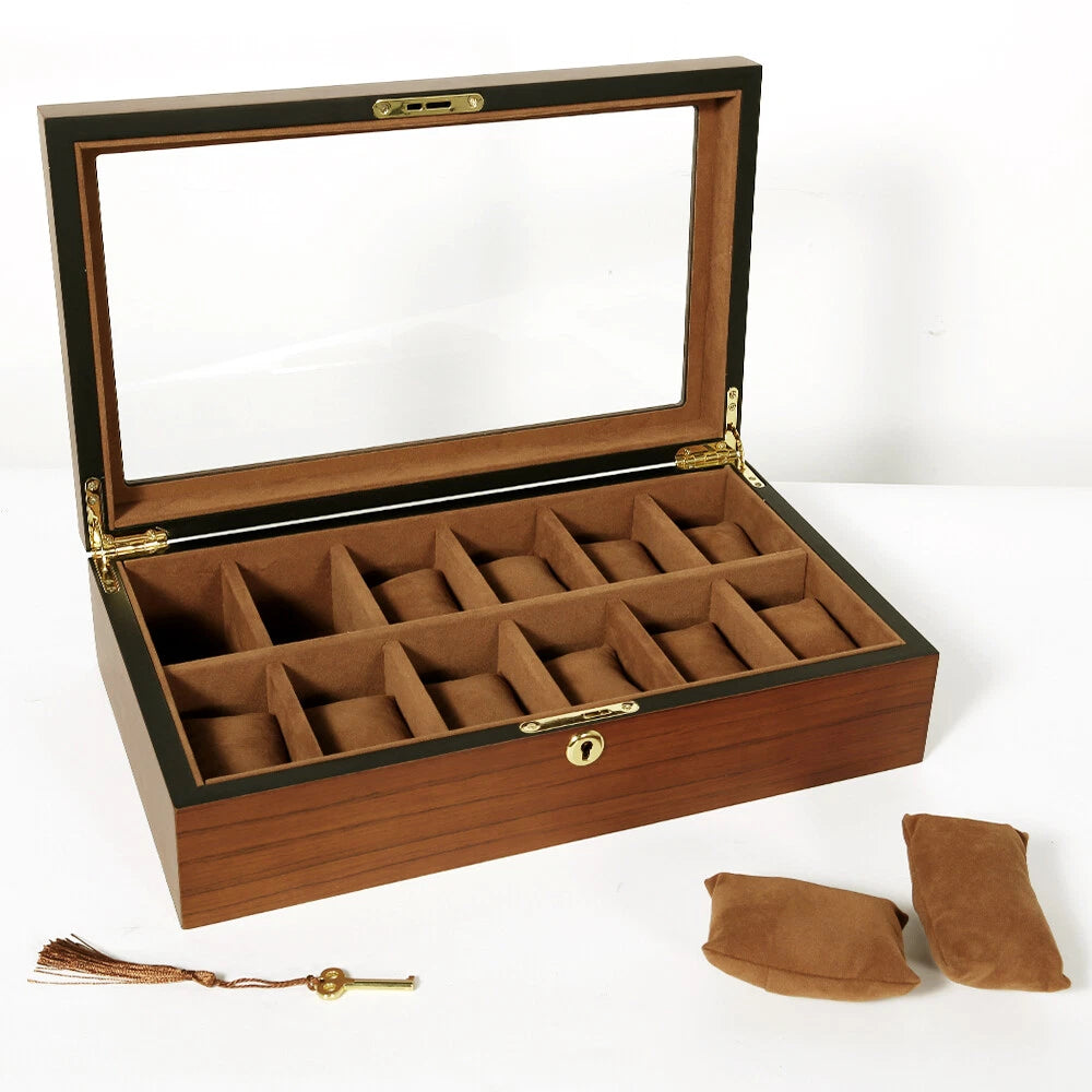 Watch Box Case Organizer Watches Holder Jewelry Storage Top Glass Display Gift | eBay