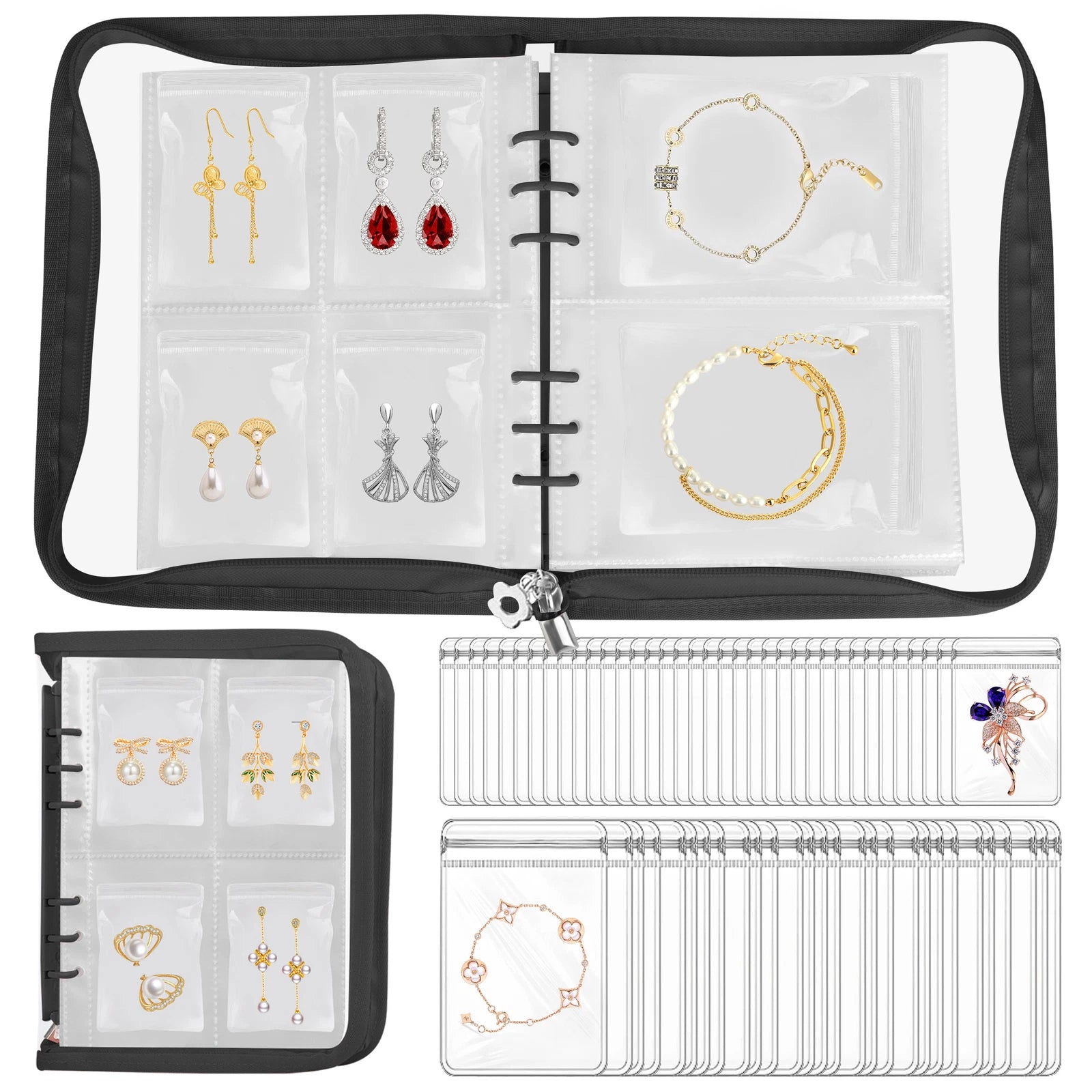 Transparent Jewelry Storage Book Set Travel Earring Organizer Album Bracelet Bag | eBay