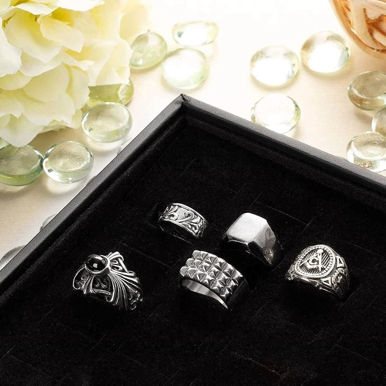 100 Slots Ring Box Jewelry Display Organizer Tray Holder Earrings Storage Case | eBay