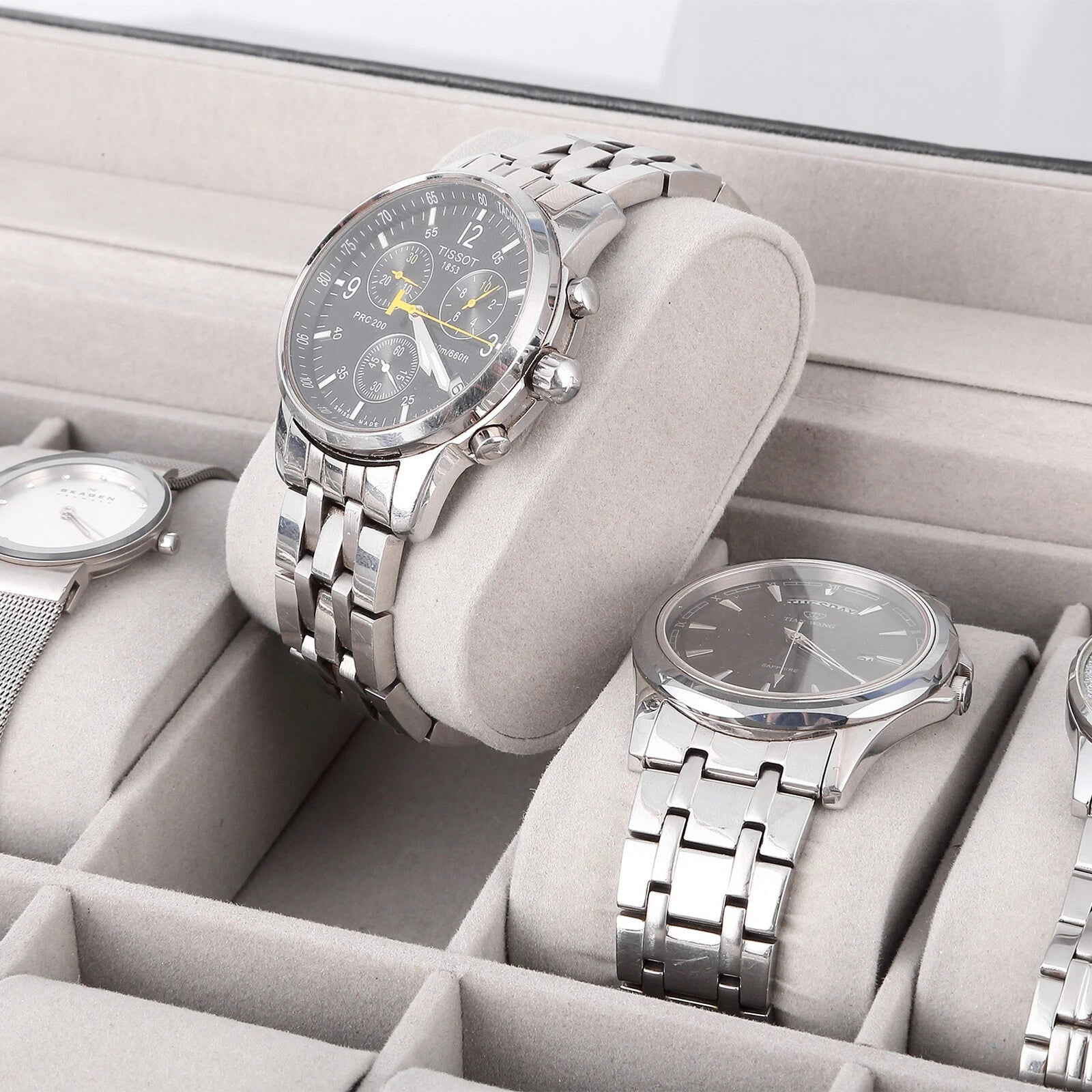 Watch Box Case Organizer Watches Holder Jewelry Storage Top Glass Display Gift | eBay