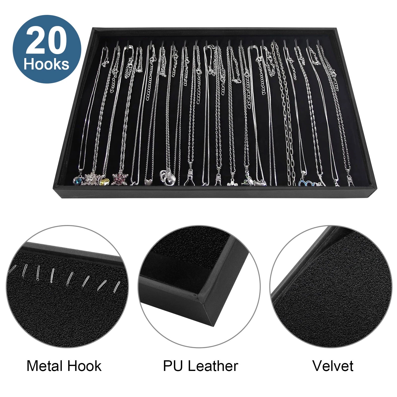 Stackable Jewelry Necklace Tray, Velvet Necklace Organizer Showcase Display Case | eBay