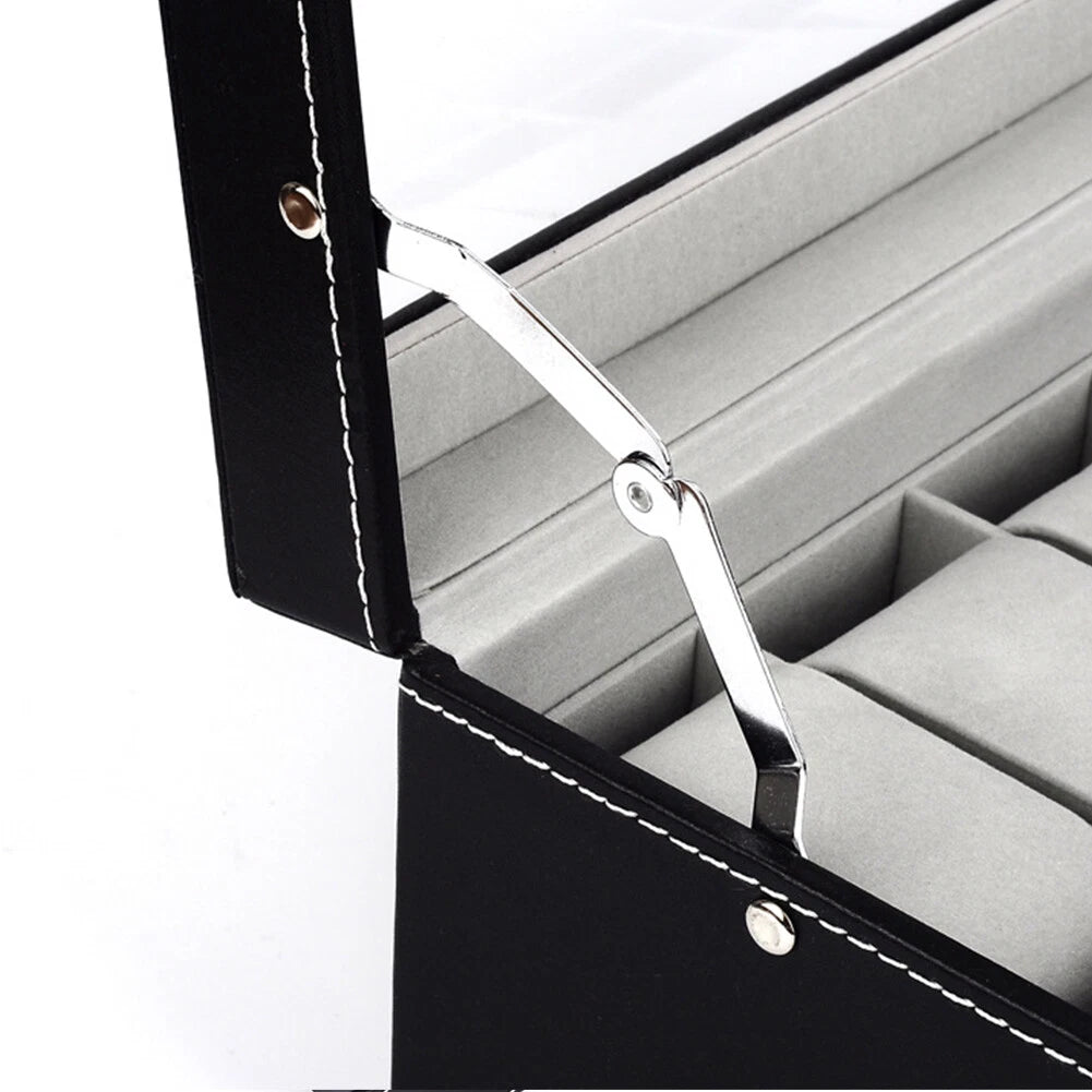 US12 Slot PU Leather Lockable Watch Storage Boxes Jewelry Display Drawer Case | eBay