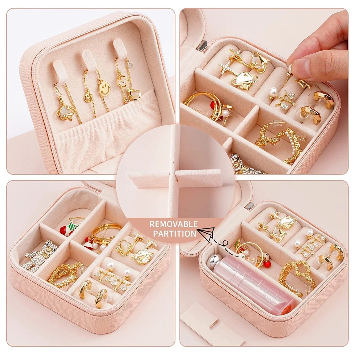Portable Jewelry Box Travel Organizer Case Ring Earring Necklace Storage Case | eBay