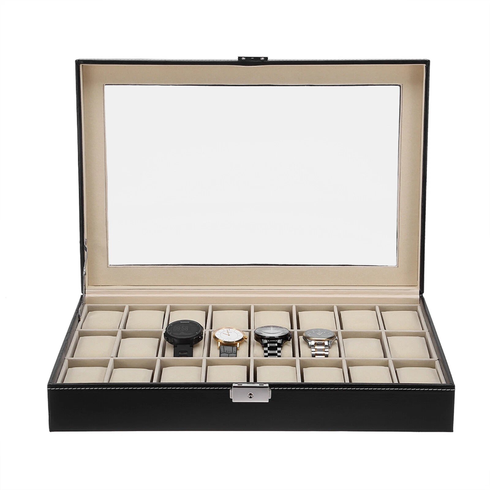 Watch Box Case Organizer Watches Holder Jewelry Storage Top Glass Display Gift | eBay