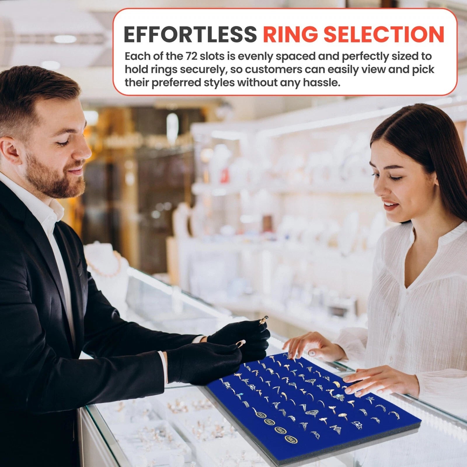 Novel Box 72 Slot Ring Earring Jewelry Tray Foam Velvet Liner in Various Colors | eBay