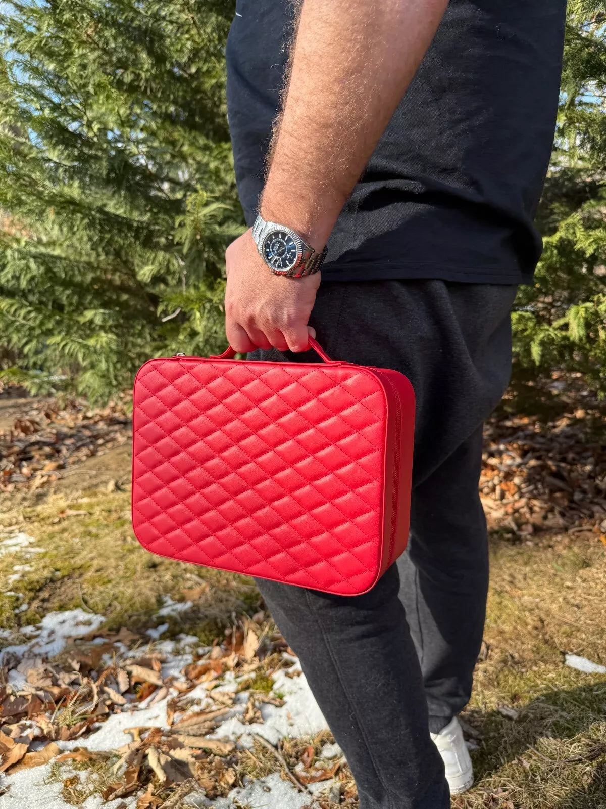 Harlembling Leather Travel Jewelry Box Case - Red | eBay