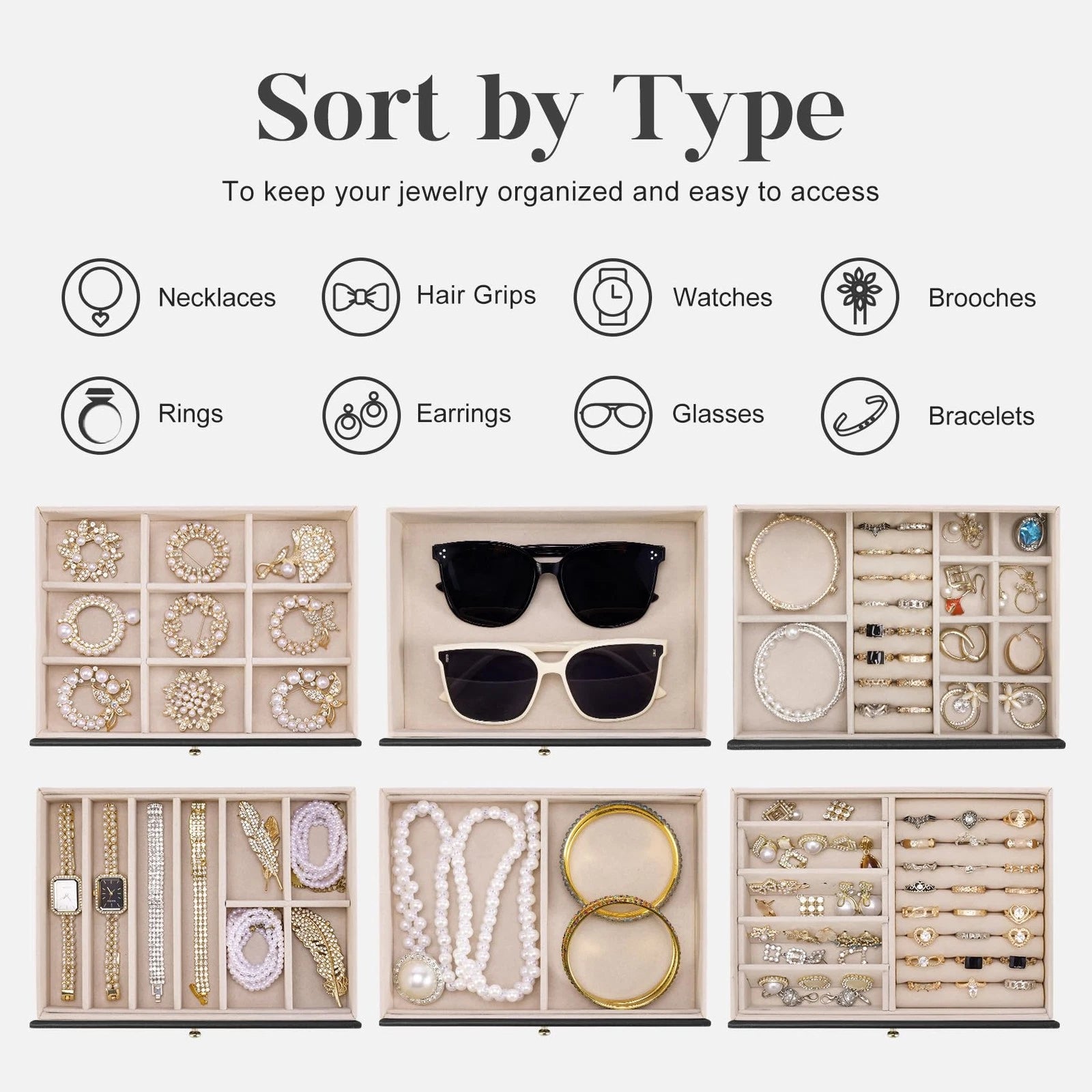 Large Jewelry Organizer Box with 5 Drawers, Jewelry Box for Women, 6-Tier Jew... | eBay