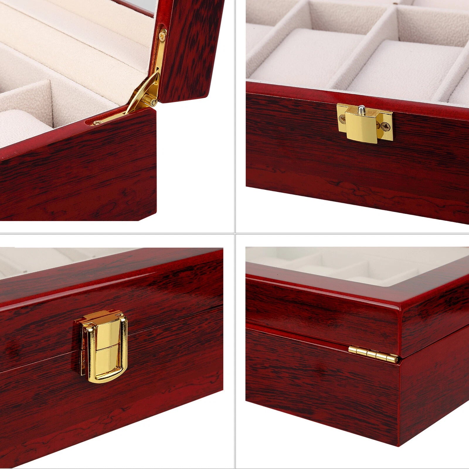 Watch Box Case Organizer Watches Holder Jewelry Storage Top Glass Display Gift | eBay