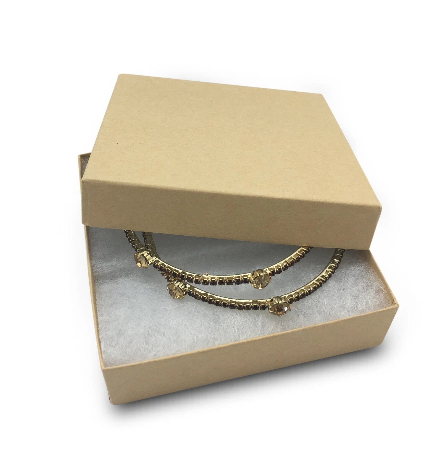 BULK 3.5x3.5x1 Cardboard #33 JEWELRY GIFT BOXES Cotton Fill Kraft Paper Shipping | eBay