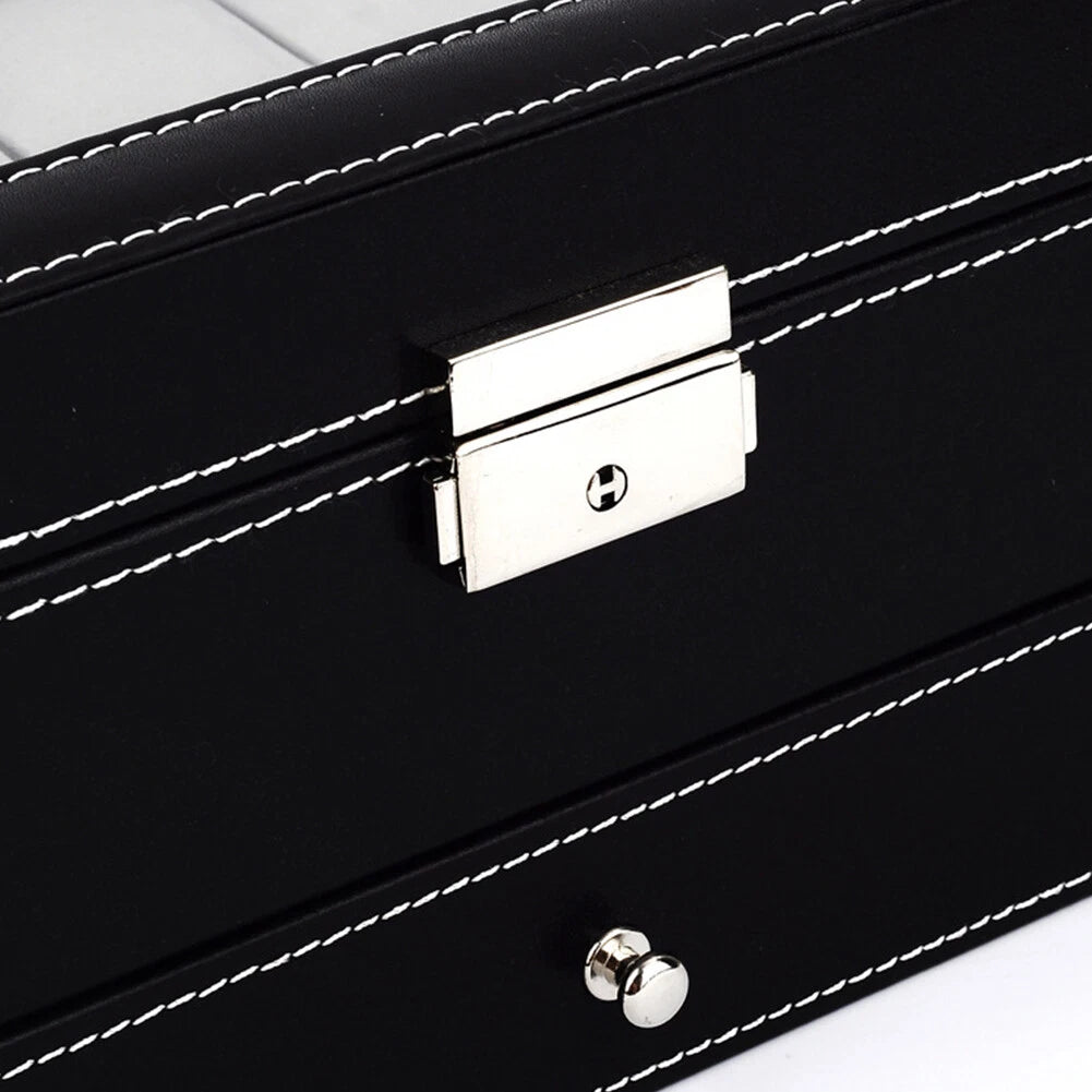 US12 Slot PU Leather Lockable Watch Storage Boxes Jewelry Display Drawer Case | eBay