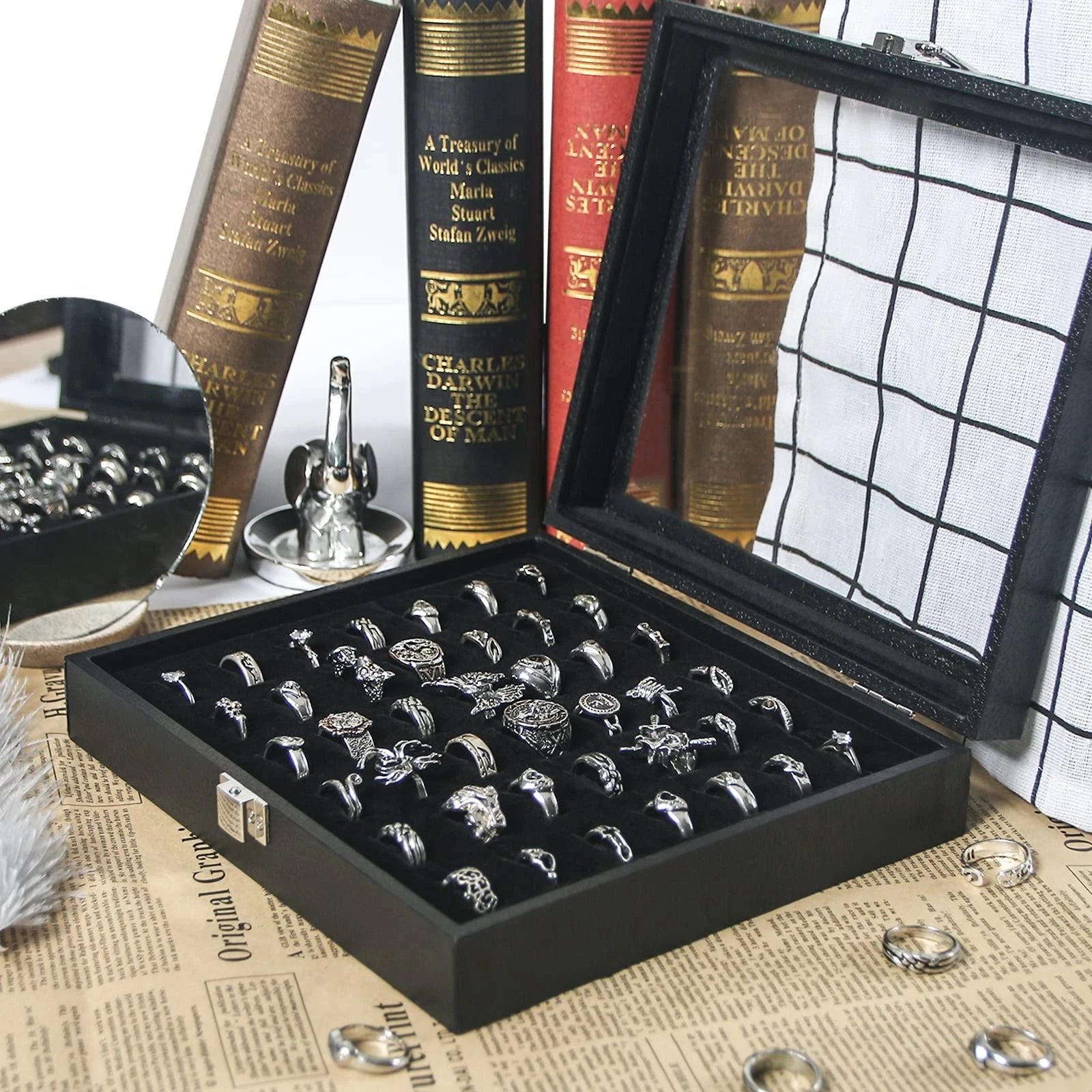 Ring Organizer Display Case,Black Jewelry Storage Tray Boxes for Multiple Rin... | eBay