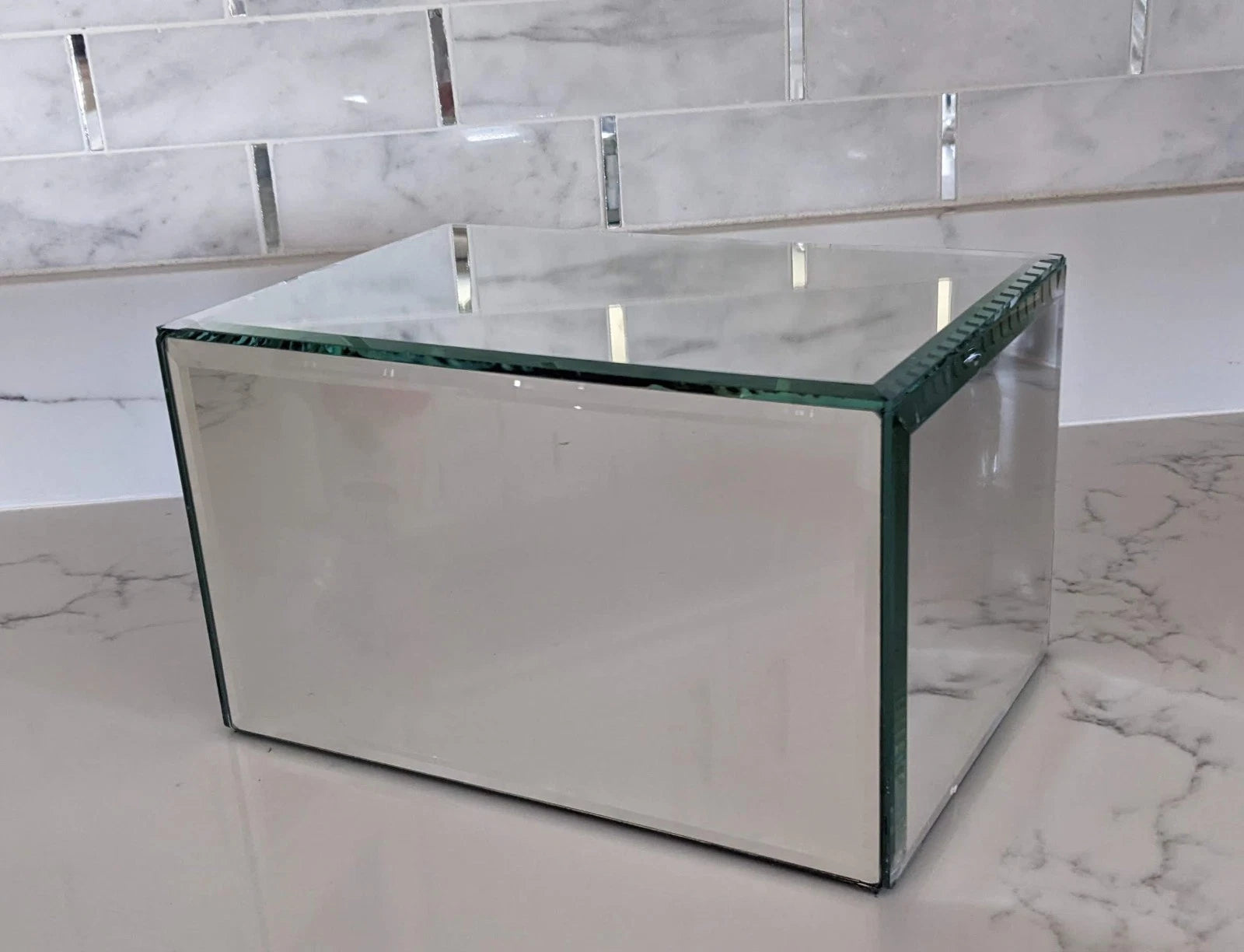 Large Luxury Mirrored Jewelry Box Beveled Edges / lined / 3 Drawers 9"x6"x5.5" | eBay