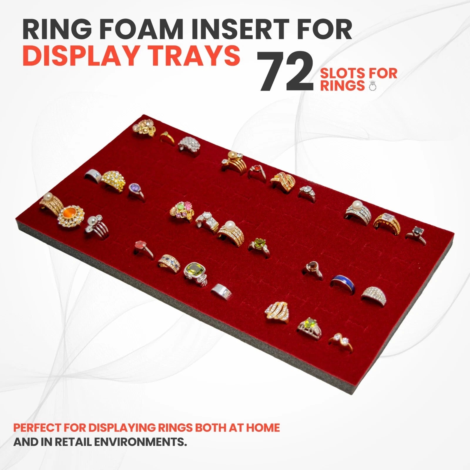 Novel Box 72 Slot Ring Earring Jewelry Tray Foam Velvet Liner in Various Colors | eBay