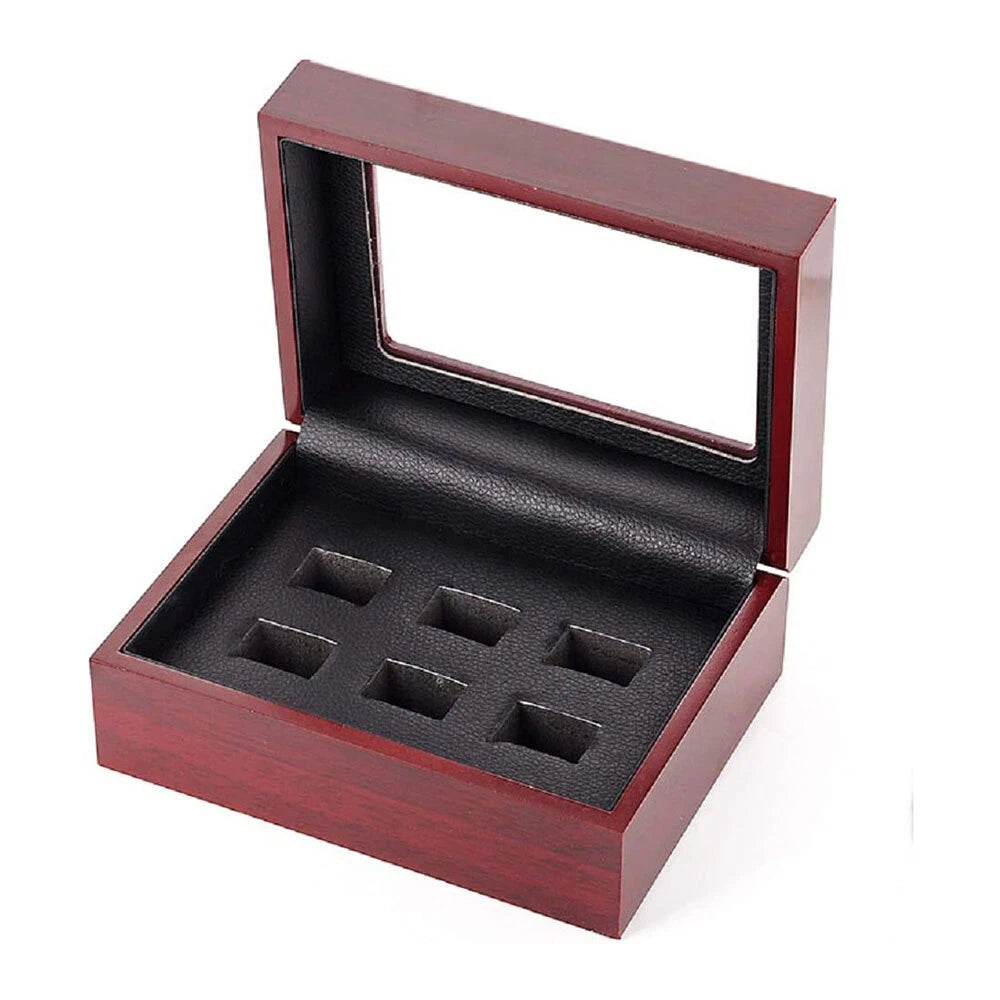 2/3/4/5/6 Championship Ring Display Box Wooden Collection Case Storage Holder | eBay