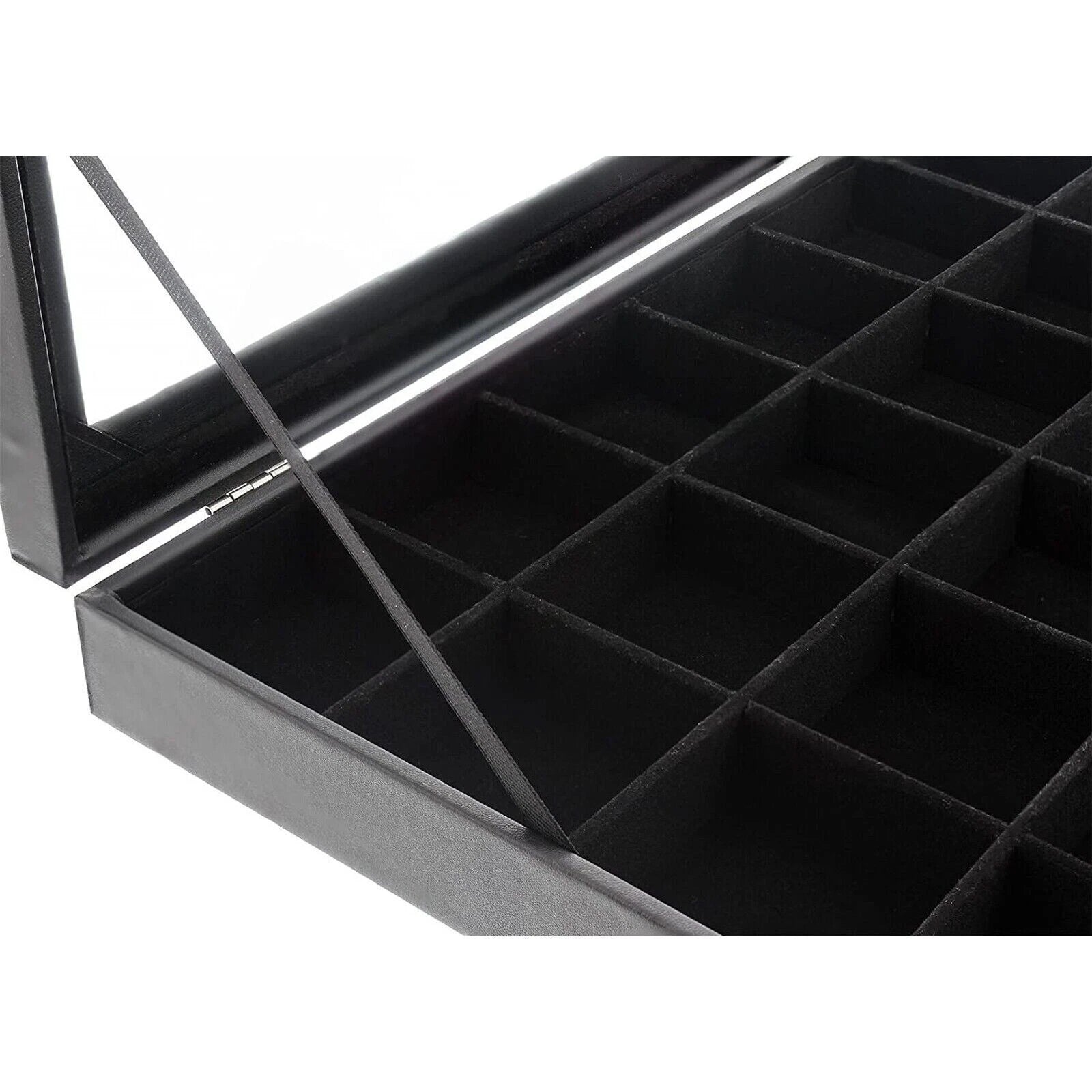 Jewelry Organizer Tray with Clear Lid 24 Grid Velvet Drawer Jewelry Storage | eBay