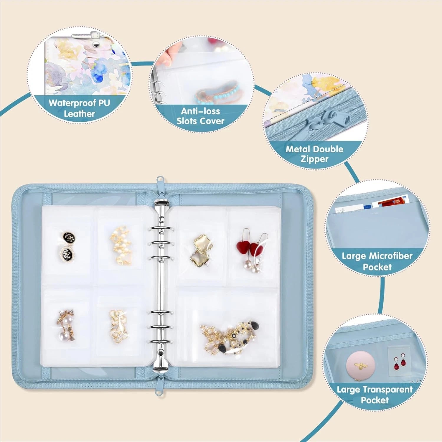 Jewelry Travel Organizer Case PU Leather Portable Jewelry Storage Book Necklaces | eBay