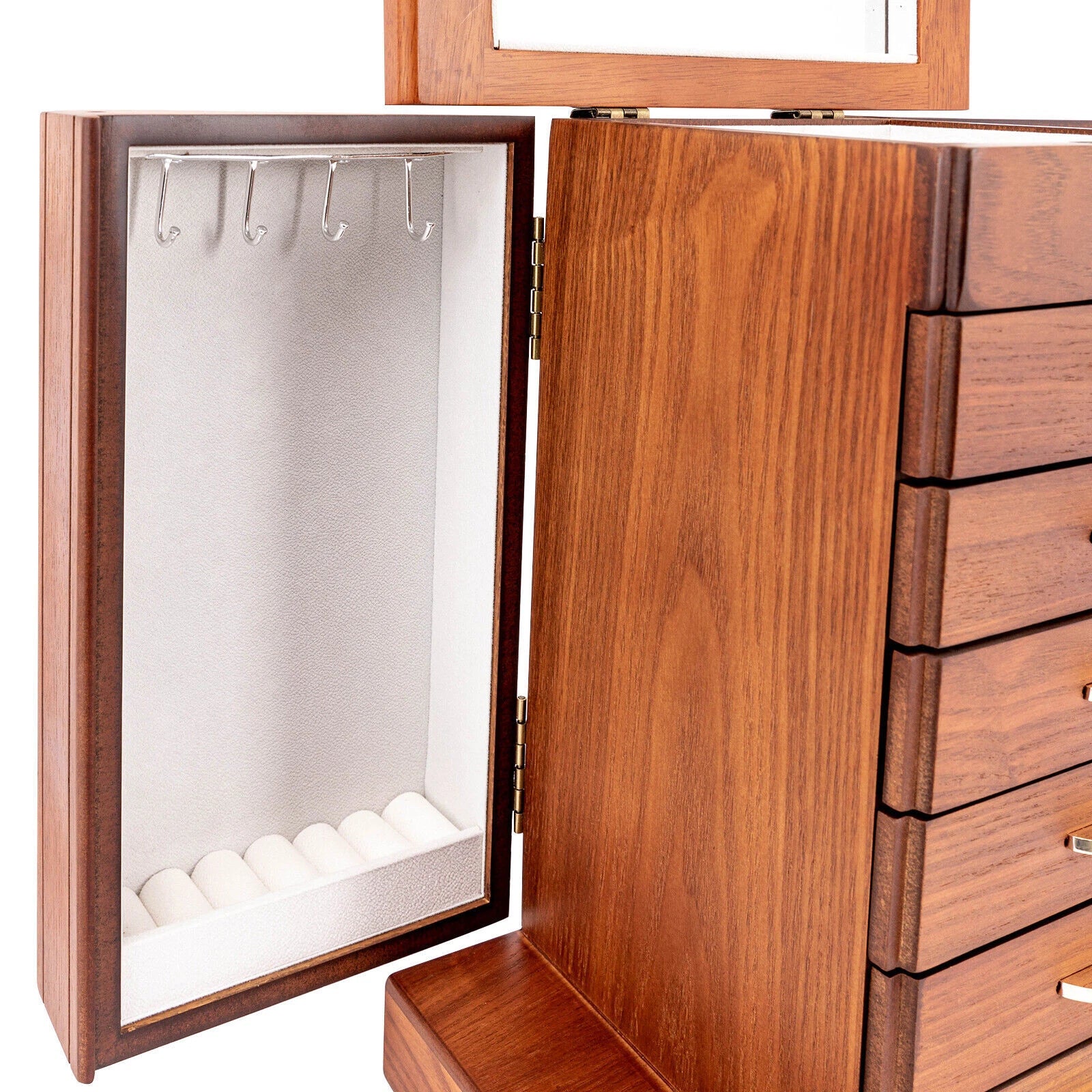 7 Layers Jewelry Box Wooden for Wowen Large Organizer Box with Mirror Safe Lock | eBay