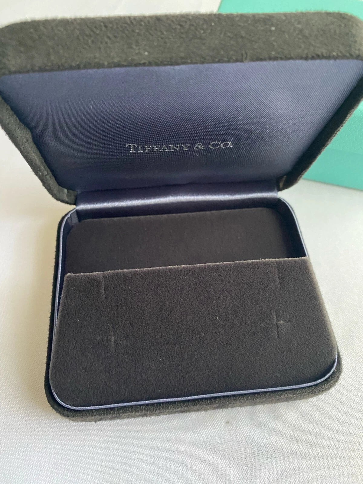 Tiffany Earring/Neck Gift Storage Black Suede Leather Box Empty Holder | eBay