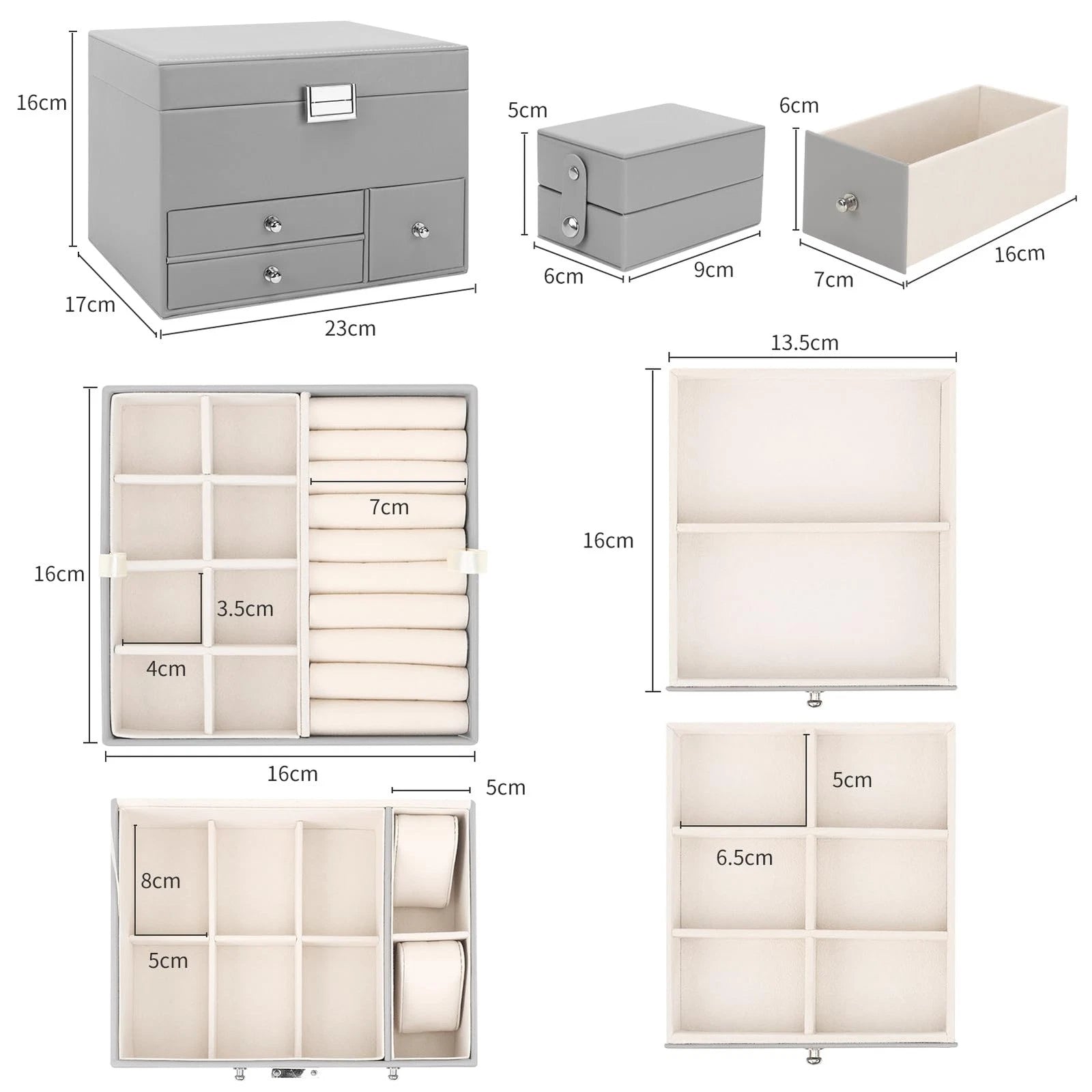 DesignSter Jewelry Organizer Box 3 Layers Large Jewelry Box with Travel Jewel... | eBay