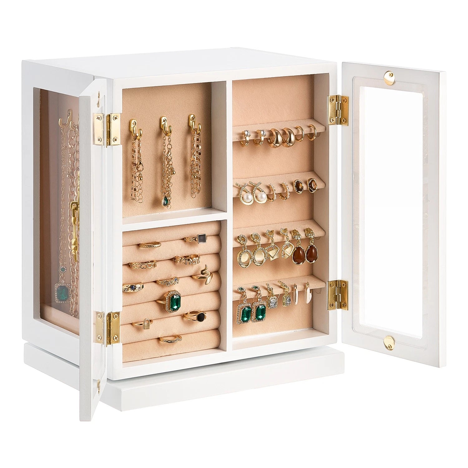 Jewelry Box 360° Rotating Jewelry Organizer with 5 Spacious Drawers White | eBay