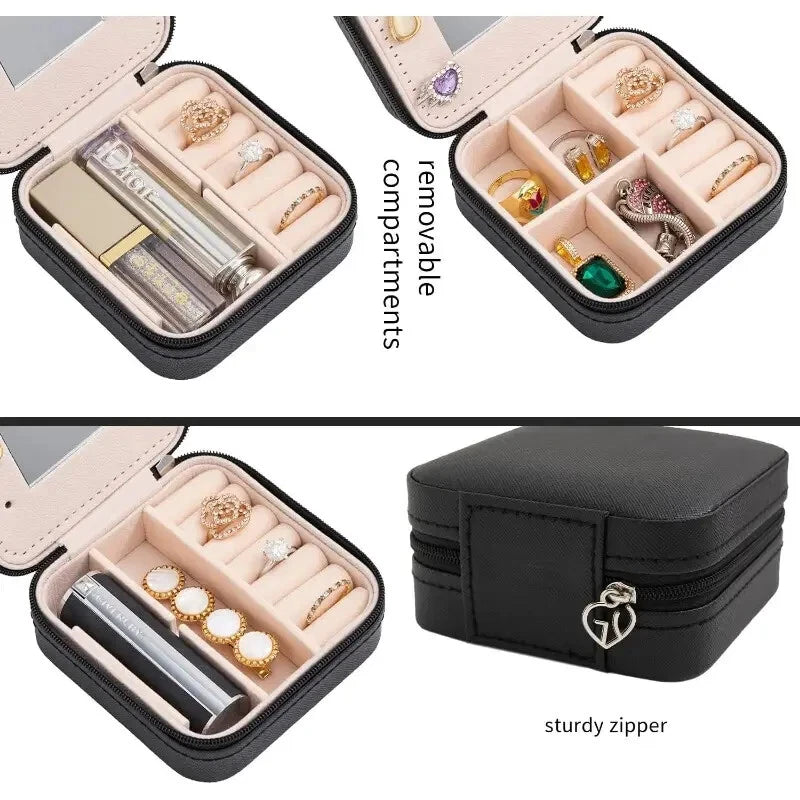 Travel Jewelry Box with Mirror, Jewelry Travel Organizer Light Turquoise | eBay