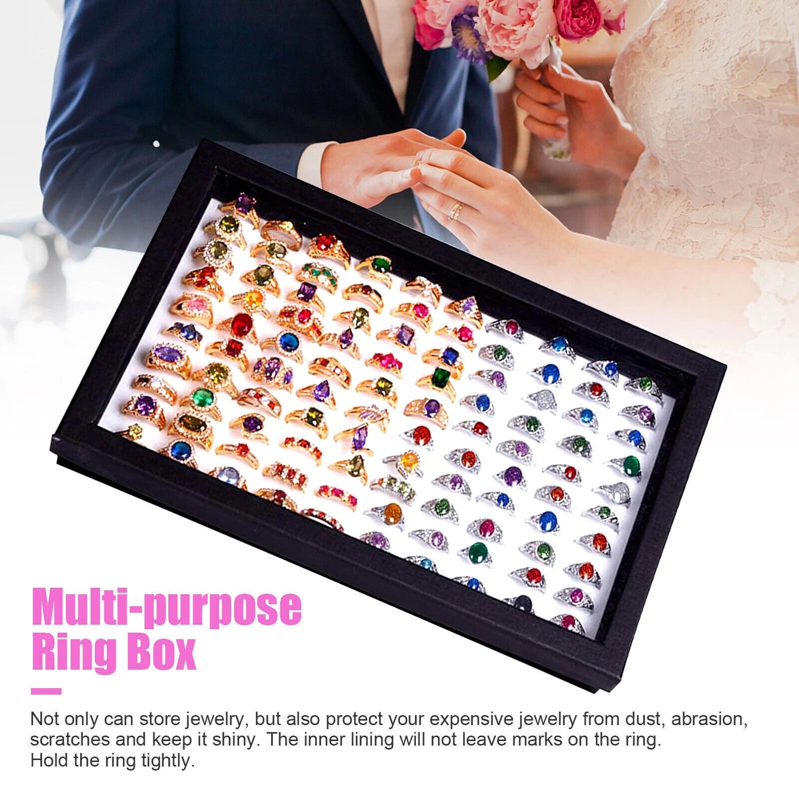 100 Slots Jewelry Rings Display Organizer Case Tray Holder Earrings Storage Box | eBay