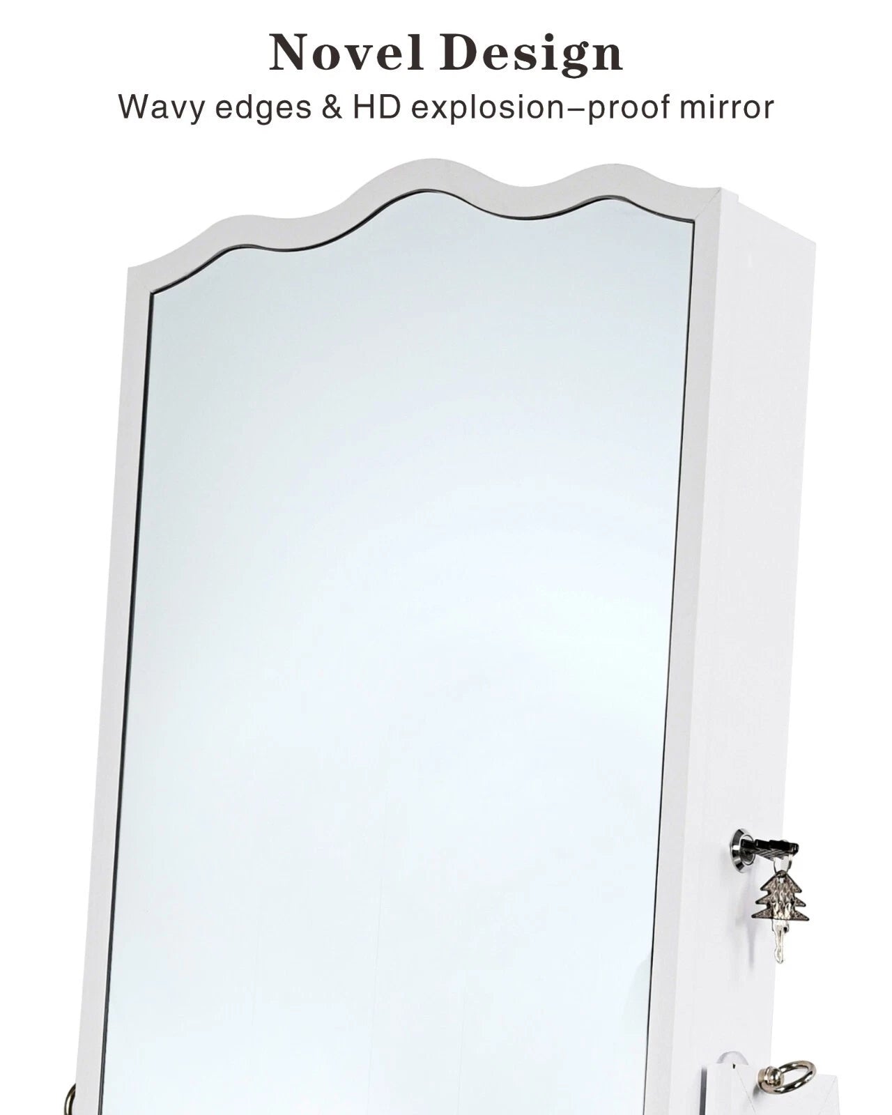 360° Rotating Jewelry Armoire with Full Length Mirror, Lockable Jewelry Cabinet | eBay