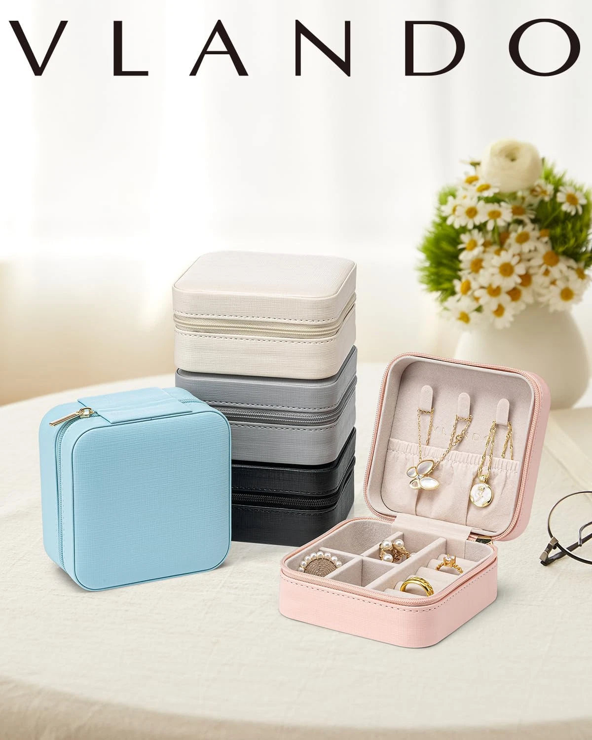 Travel Jewelry Box, Small Jewelry Travel Organizer Case for Girls Women - Blue | eBay