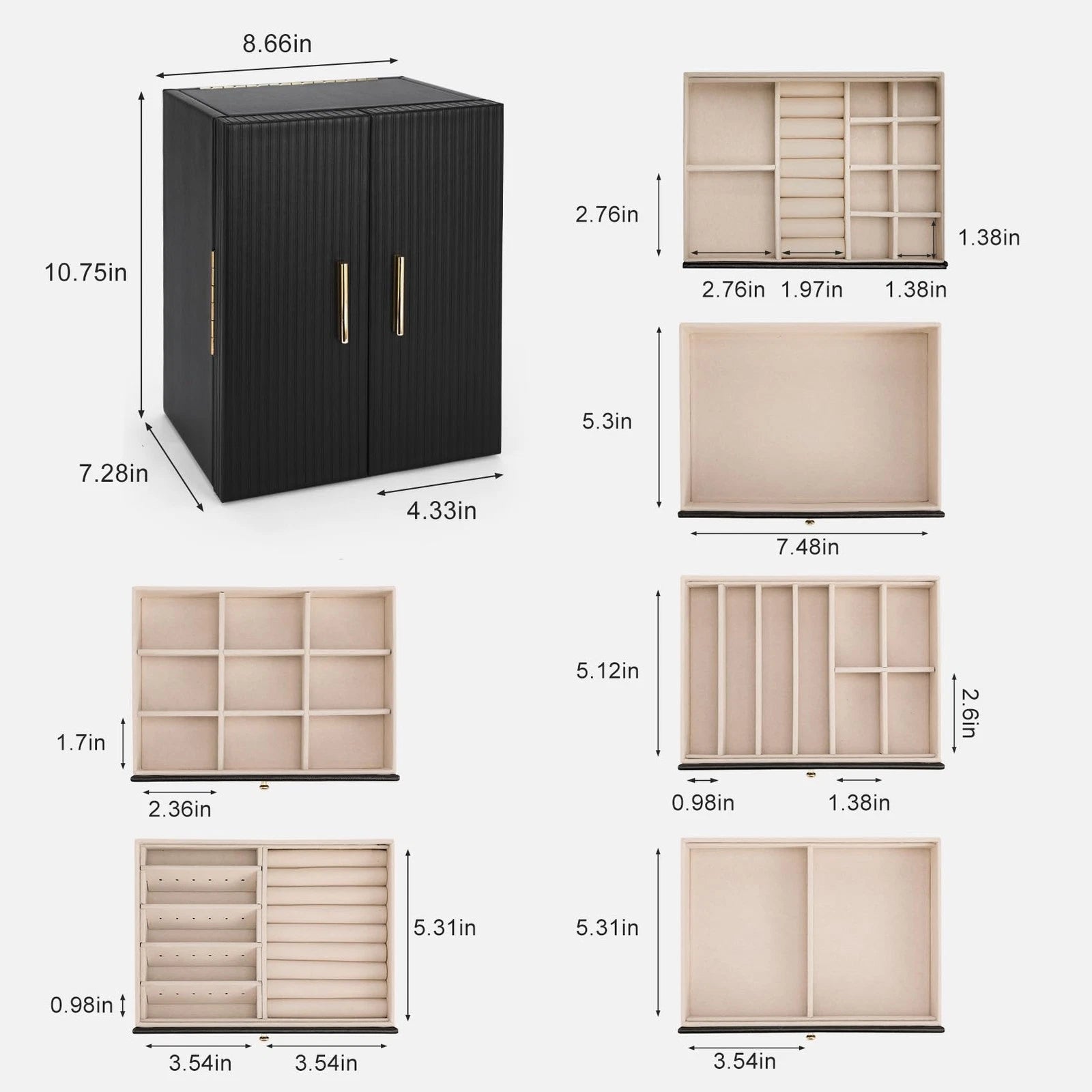 Large Jewelry Organizer Box with 5 Drawers, Jewelry Box for Women, 6-Tier Jew... | eBay