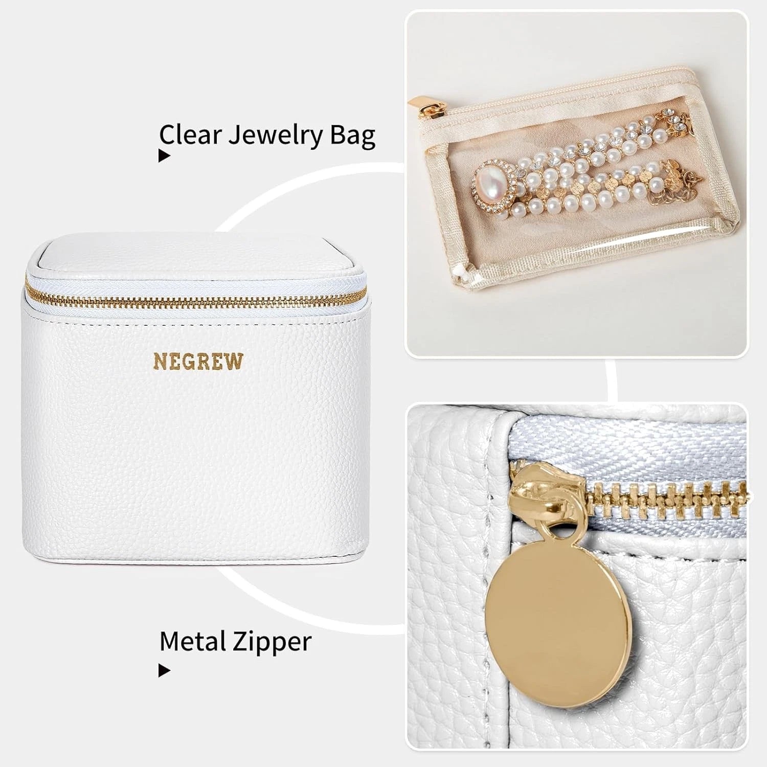 Travel Jewelry Box with 6 Pouches, Leather Jewelry Organizer Case for Women Girl | eBay