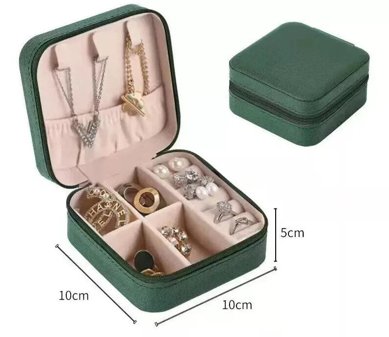 Portable Jewelry Box Organizer PU Leather Jewelry Ornaments Case Travel Storage | eBay