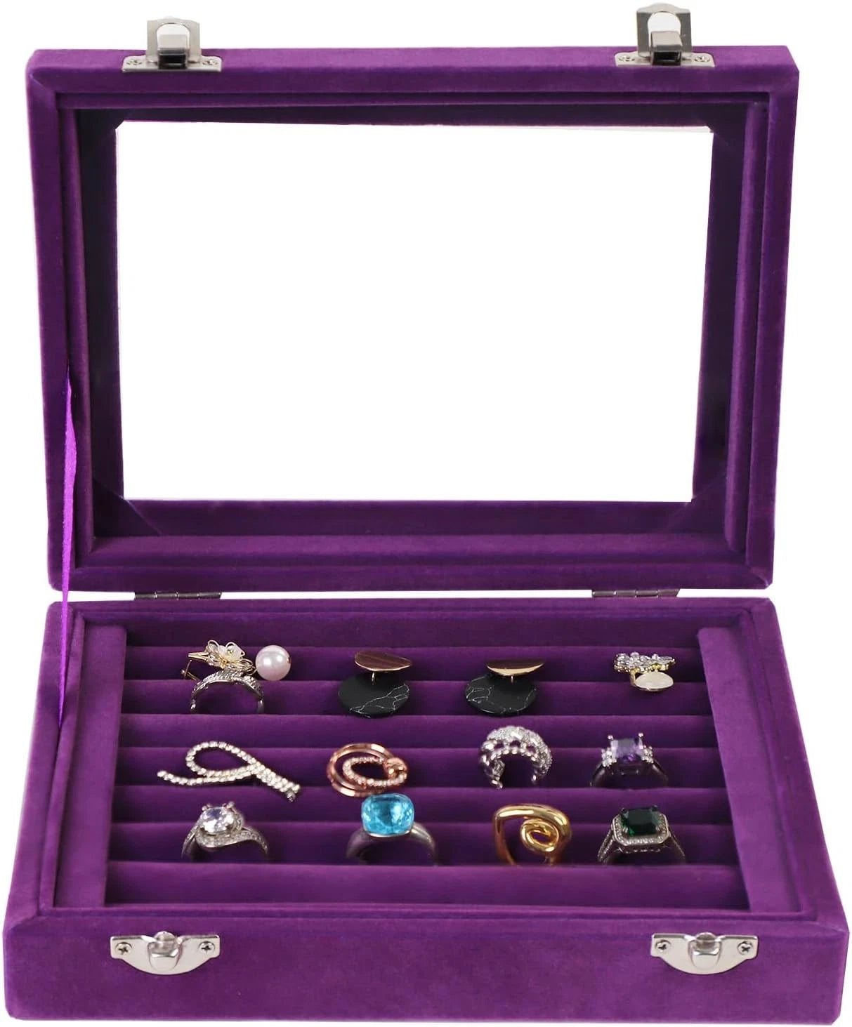 7 Slots Velvet Jewelry Box Rings Organizer Tray Display Storage Box for Girls | eBay