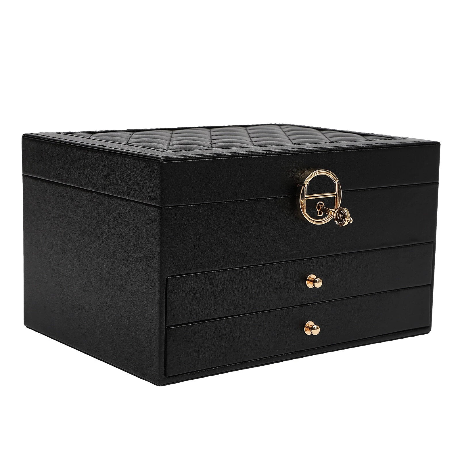 3-Layer Lockable Jewelry Box Organizer with Velveteen Lining | eBay