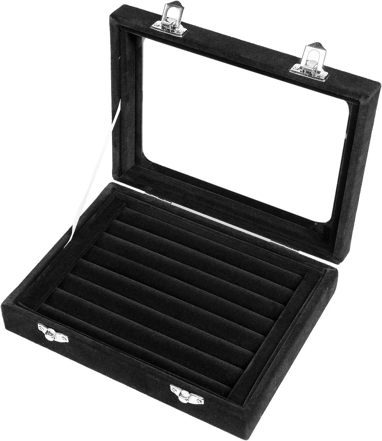 Jewelry Box Rings Organizer Tray 7 Slots Velvet Jewelry Earring Storage Box | eBay