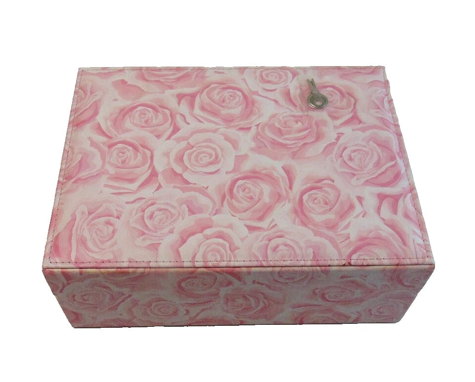 Women's Jewelry Box Pink Blush Floral Roses Storage Case Organizer Compartments | eBay