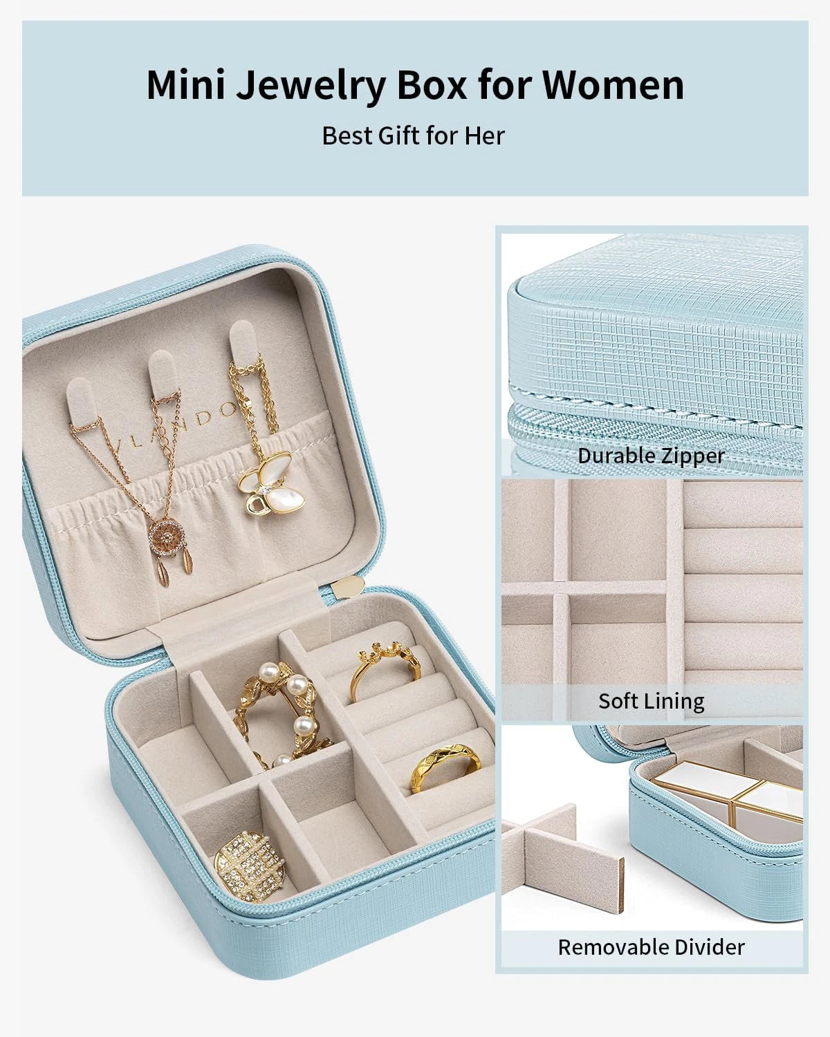 Travel Jewelry Box, Small Jewelry Travel Organizer Case for Girls Women - Blue | eBay