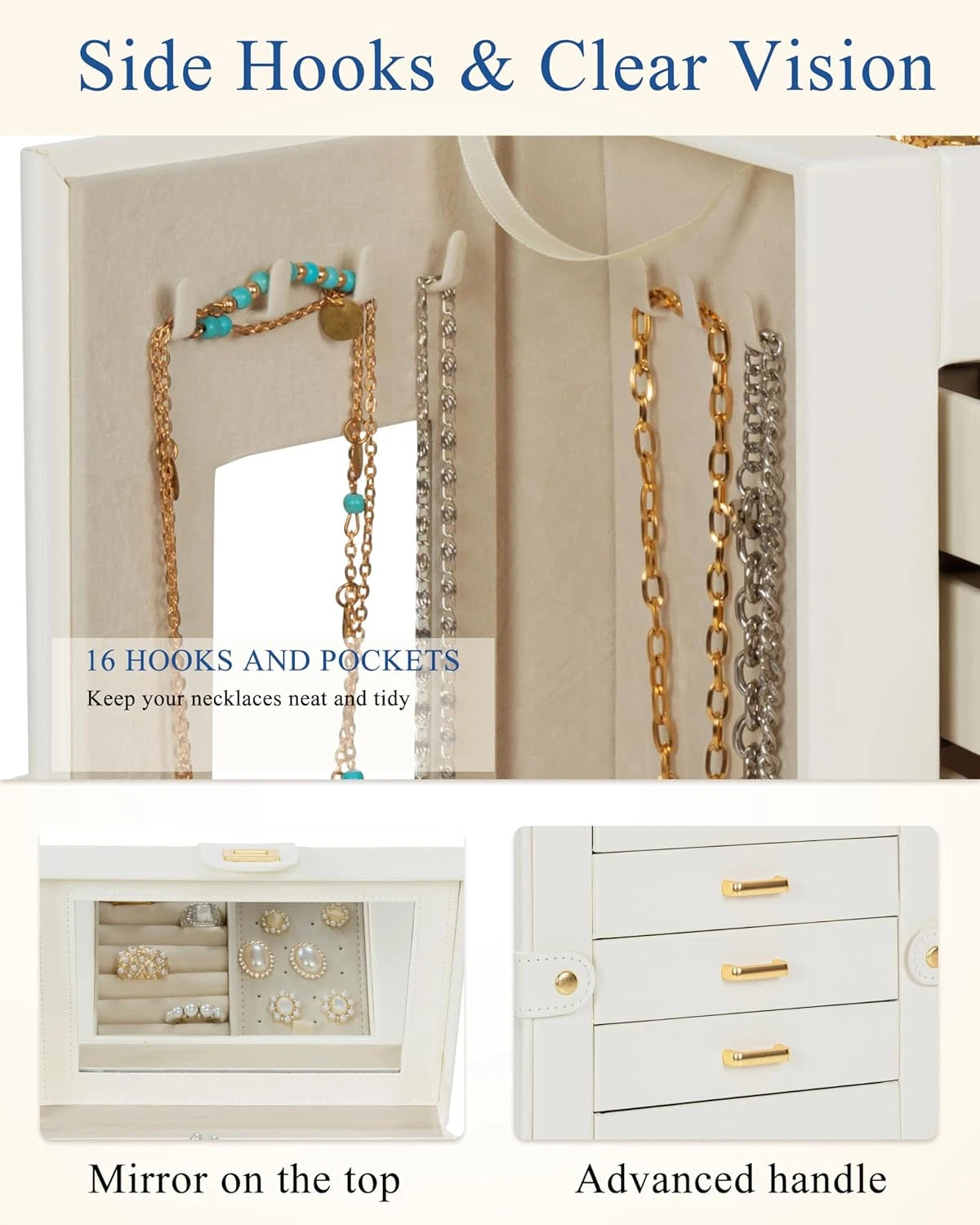 Jewelry Box 6-Tier Organizer Functional 360° Rotating Jewelry Storage Case for W | eBay