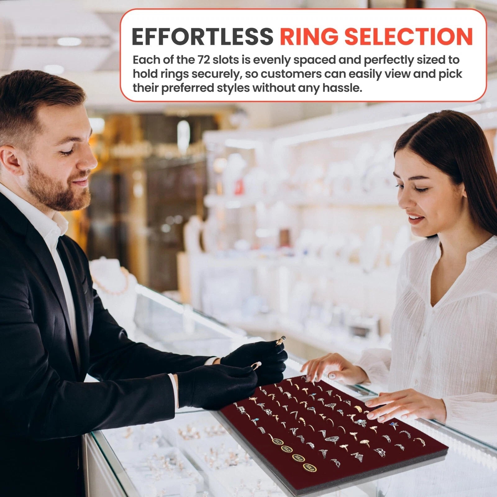 Novel Box 72 Slot Ring Earring Jewelry Tray Foam Velvet Liner in Various Colors | eBay