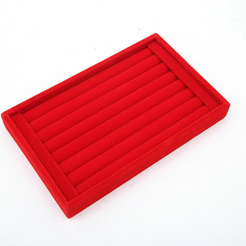 Velvet Jewelry Ring Display Organizer Tray Holder Box Earring Storage Case | eBay