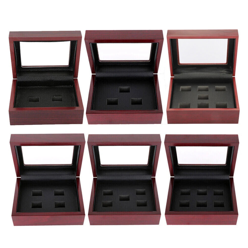 2/3/4/5/6 Championship Ring Display Box Wooden Collection Case Storage Holder | eBay