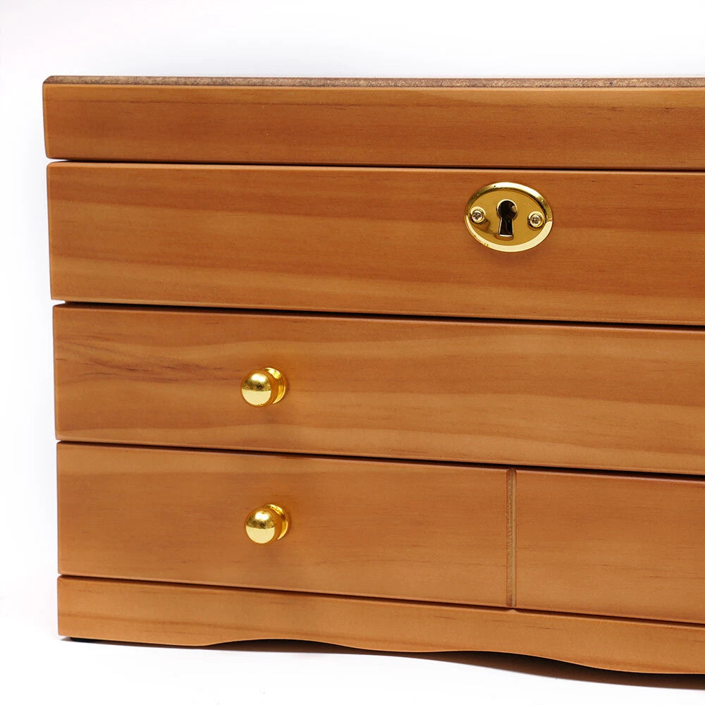 Large Capacity Wooden Jewelry Box W/ Safe Lock 3 Layers Retro Storage Organizer | eBay