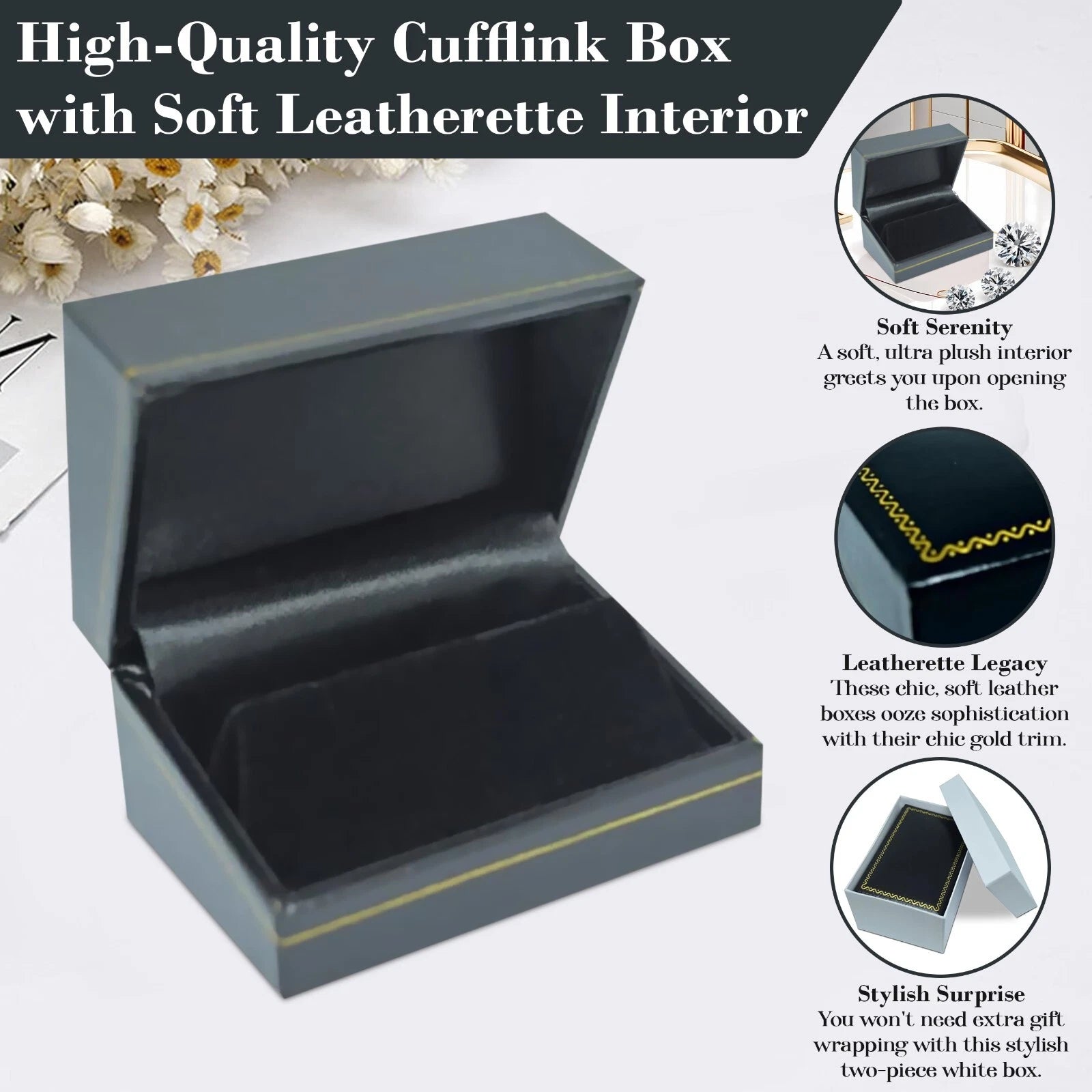 Novel Box Cufflinks Jewelry Box with Gold Trim, Jewelry Gift Box, Storage Box | eBay