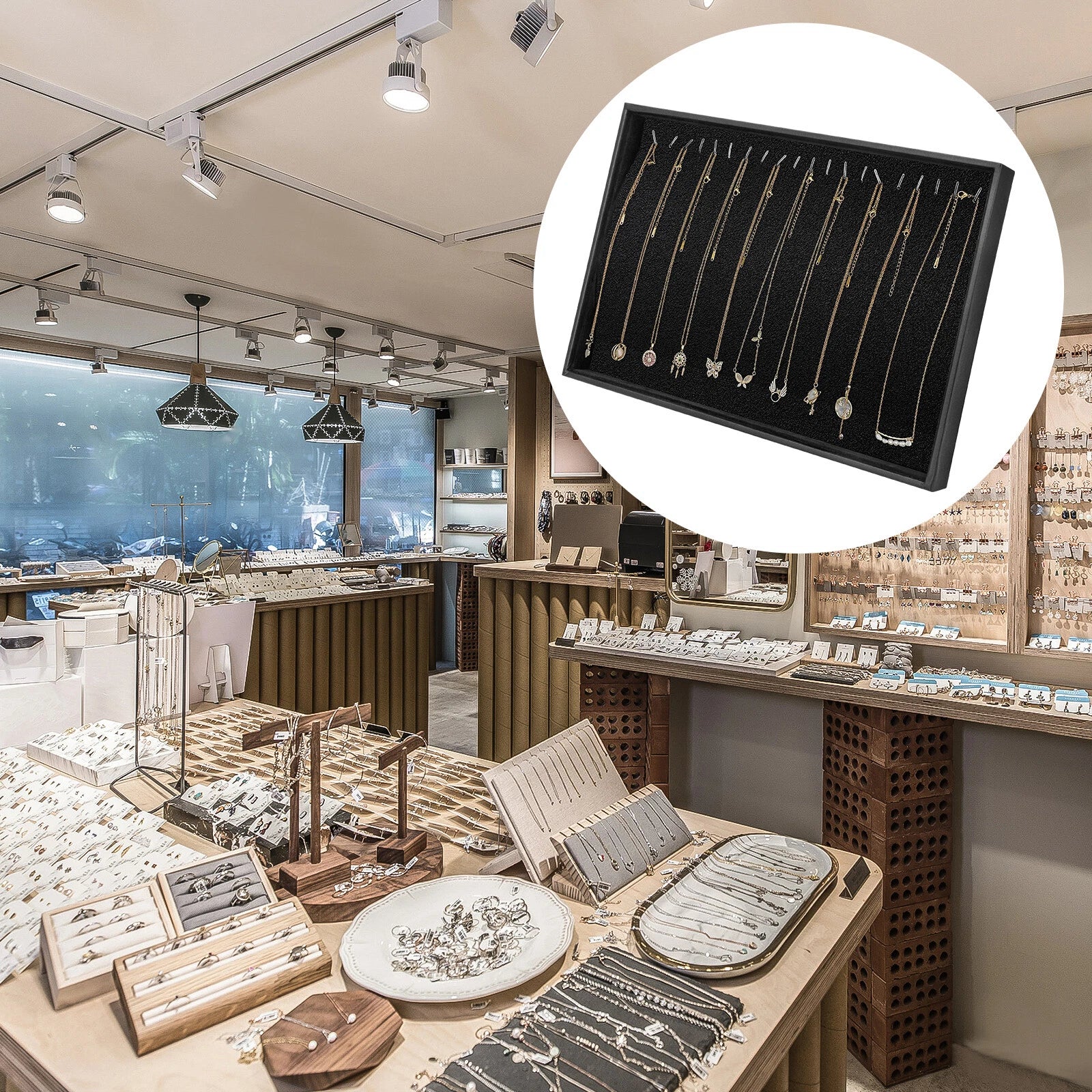 Stackable Jewelry Necklace Tray, Velvet Necklace Organizer Showcase Display Case | eBay