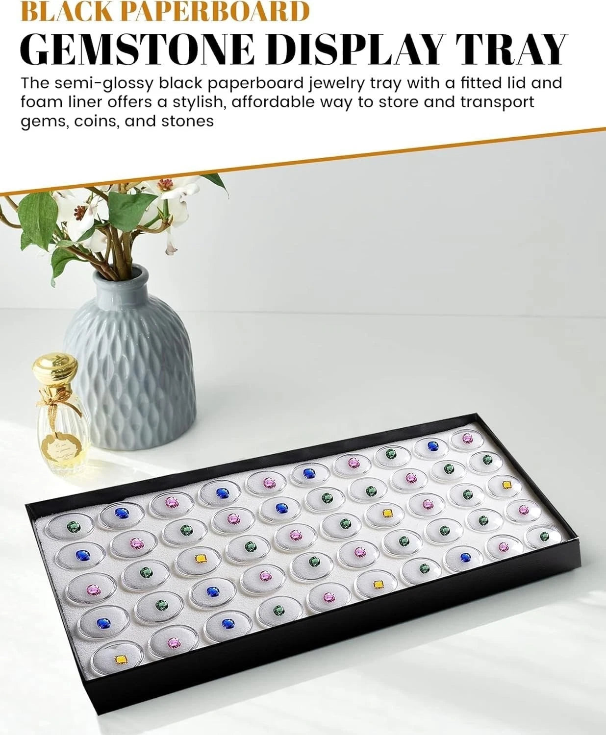 Novel Box Jewelry Tray Black Wood 8.25 x 14.75 x 1 + 50 Gem Jars & White Insert | eBay