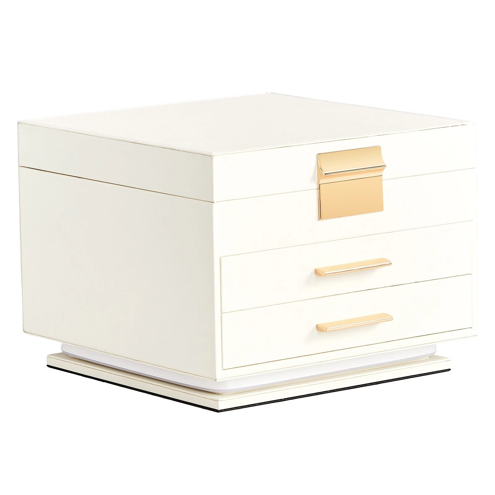 Jewelry Box Leather 3-Tier Storage Organizer Case with Touch Control LED Mirror | eBay