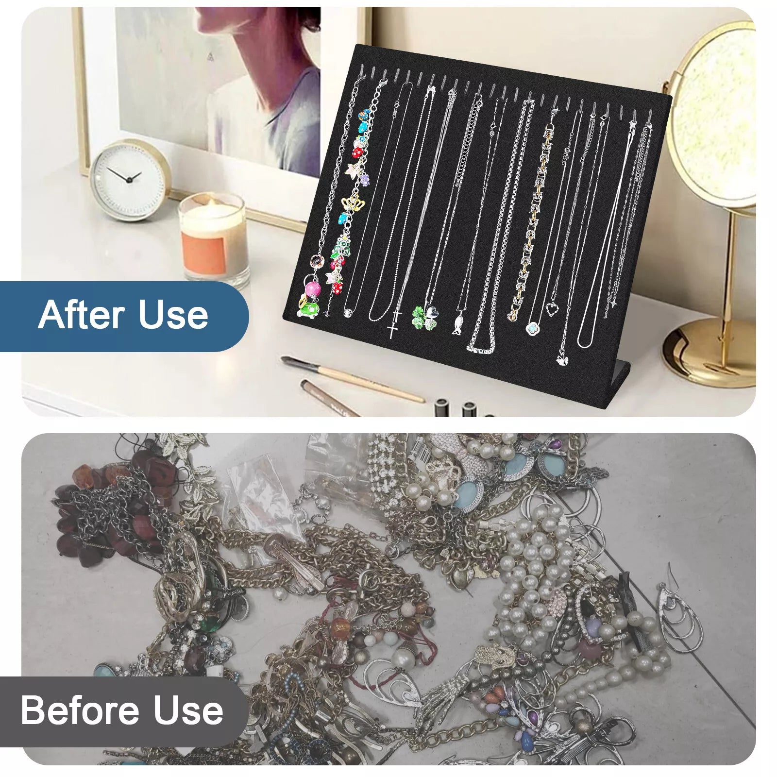 Velvet Necklace Display Stand Holder, Jewelry Chain Tray Pad Showcase Organizer | eBay