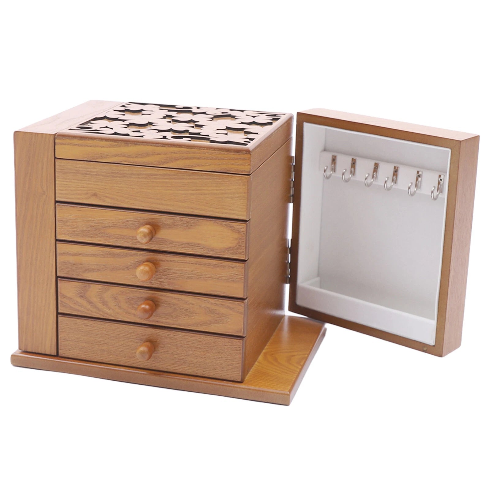 Vintage Large Jewelry Organizer Wooden Storage Box 5 Layers Case with 4 Drawers | eBay