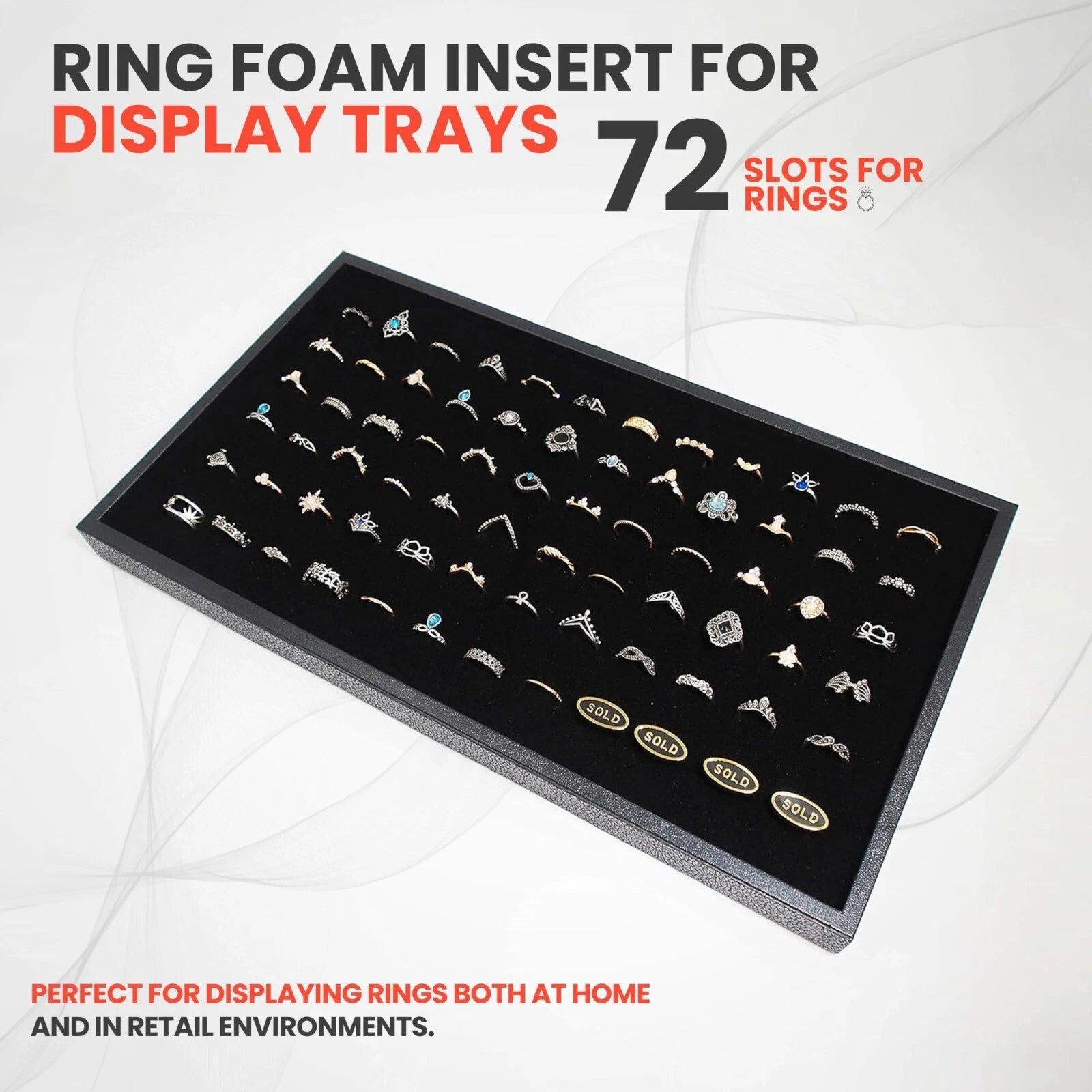 Novel Box 72 Slot Ring Earring Jewelry Tray Foam Velvet Liner in Various Colors | eBay